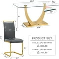 thumbnail image 4 of SUDICA 63" Rectangular Glass Dining Table Set, Gold Metal Base with 6 PU Leather Chairs, 7-Piece Modern Dining Room Furniture, 4 of 9