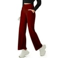 thumbnail image 6 of Odbmxy Women's Yoga Pants Plus High Rise Straight-Leg Pants for Women Red Elastic Slim Fitness Plain Pockets Long Pants,S, 6 of 9
