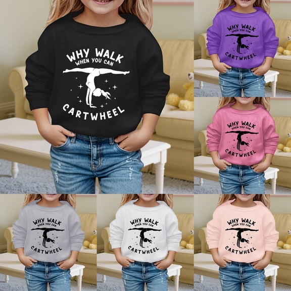 jiaxiM Girls Gymnastics Graphic Sweatshirt Long Sleeve Crewneck Casual Fall Winter Clothes Gift for Girls 3-14 Years