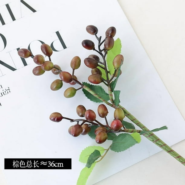 Rama de olivo artificial con frutos y follaje sintéticos para decoración del hogar. Rama artificial para arreglos de pared, relleno de jarrones o para complementar ramos de flores.