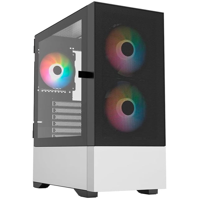 Gabinete Gamer BALAM RUSH NITROX AIRCOOL 5500ABW ATX Media Torre 3 Fan ARGB Cristal Templado Frente Malla USB-C