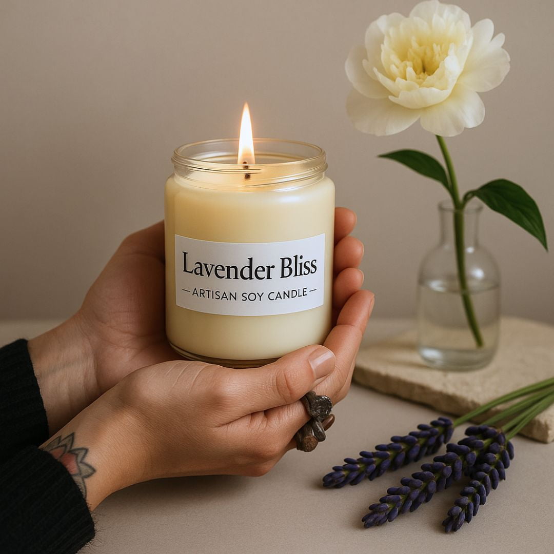 Nature Skin Shop Lavender Bliss Artisan Soy Candle – Hand-Poured Natural Soy Wax Candle with Calming Floral Aroma – 8 oz Jar