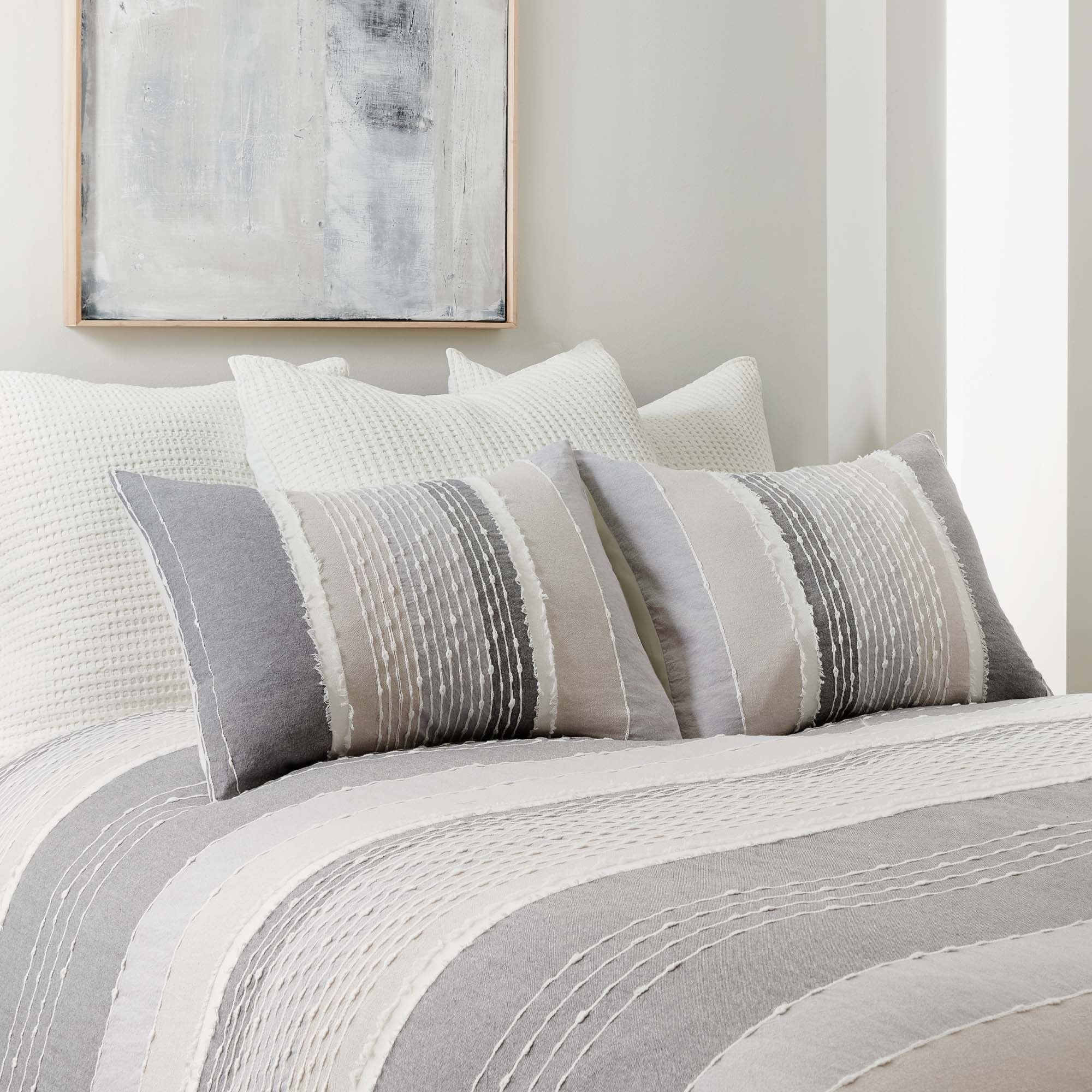 Levtex Home - Santander Comforter Set - Twin Comforter + One Standard Pillow Case - Grey, Beige, White - Jacquard - Comforter (68 x 88in.) and Pillow Case (26 x 20in.) - Cotton