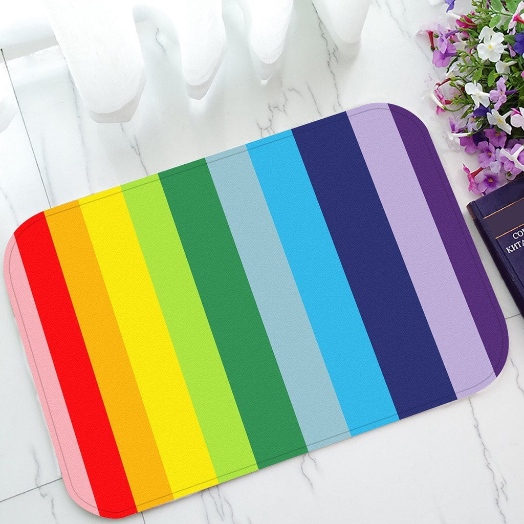 GCKG Abstract Colorful Rainbow Stripes NonSlip Doormat Indoor/Outdoor