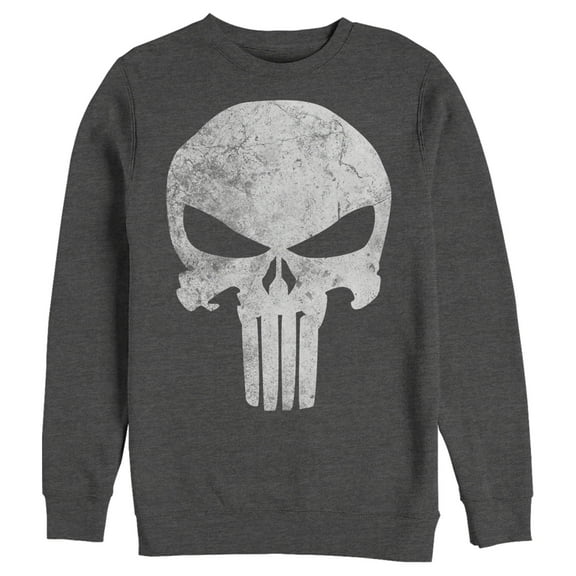 Men's Marvel Punisher Retro Skull Symbol Sweatshirt Charcoal Heather Small
