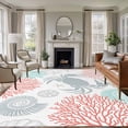 thumbnail image 2 of Summer 5x7 Area Rugs for Living Room, Red Orange Crab Coral Seashell Nautical Coastal Ocean Non Slip Floor Mat Washable Low-Profile Indoor Carpet for Bedroom, Dining Room, Bathroom, 2 of 9