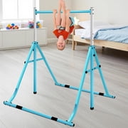 XHYHWYD Gymnastics Bar Foldable Adjustable Height for Kids with Rings green