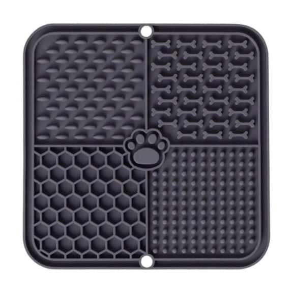 Silicone Dog Lick Mat with Suction Cups, Slow Feeder Calming Pad for Pet Anxiety Relief, Easy Clean Licking Toy Dark Gray