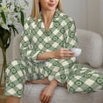 thumbnail image 4 of Goofa Daisy Plaid Green Printed Women’s 2 Piece Pajama Set Super,Pajamas Women's Long Sleeve Sleepwear Soft Button Down Loungewear Pjs Lounge Set Nightwear-Medium, 4 of 9