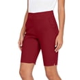 thumbnail image 6 of Women's Soft Solid Elastic Waist Casual Short Pants, Comfy Travel Shorts with Functional Pockets, Lightweight Polyester Blend for Walking, Running Errands, Sightseeing, | TruBelle,Wine M, 6 of 7