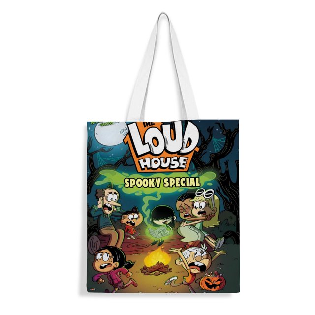 The Loud House Bolso de tela con estampado de lienzo para mujer, bolsa de compras reutilizable y estética, con cremallera interior, regalo para mujer,38*45cm.