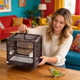 thumbnail image 4 of SIfdSeng Bird Cage Travel Bird Cage Portable Bird | Small Birds Lightweight Parrots Cage with Standing Pole Detachable Tray Hook Handle Easy Transport Bird For, 4 of 5