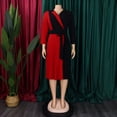 thumbnail image 3 of AURA Plus Size Women 2026 Elegant Color Block Strap Pleated High Waist Midi Dress, 3 of 10