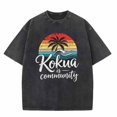 thumbnail image 3 of USPEED Sunset T-Shirt for Women Oversized Drop Shoulder Vintage Wash Casual Beach Short Sleeve Tee, 3 of 6