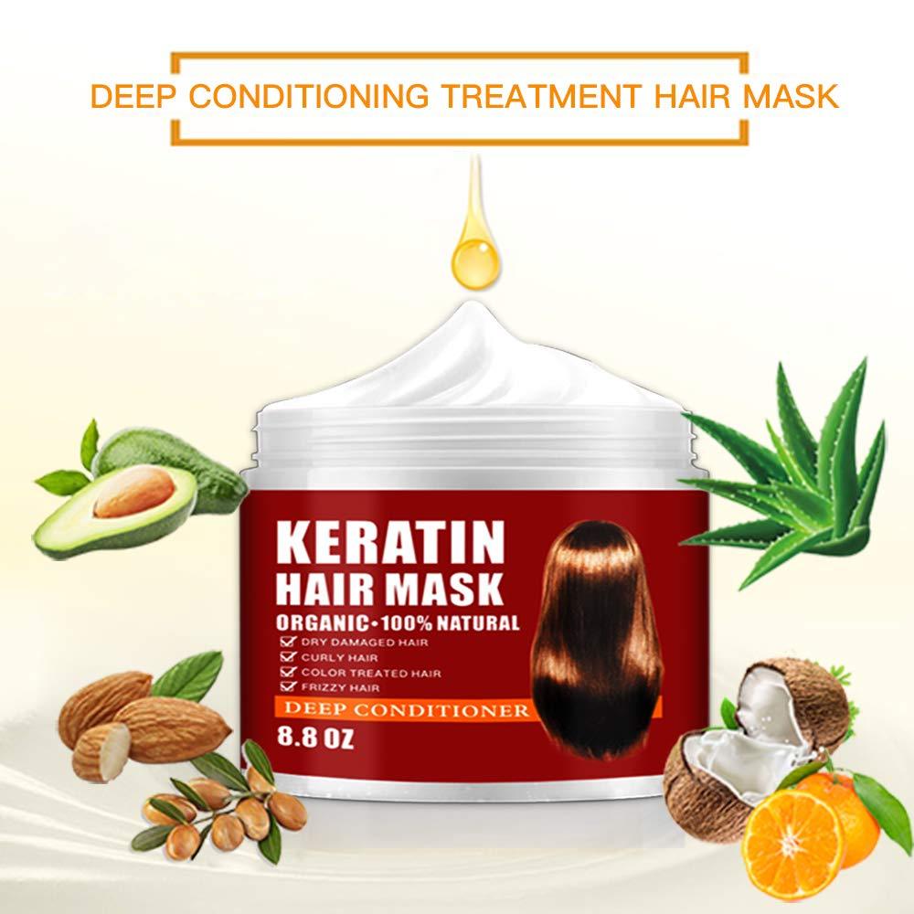 Keratin Hair Mask,2020 5 Seconds Repair Damage Hair Root, 8.8OZ Hair Mask for Dry Damaged Hair,Hair Treatment Mask Hair Tonic Keratin Hair & Scalp Treatment - image 2 of 5