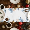 thumbnail image 3 of Winter Eucalyptus Leaves Cotton Linen Table Runner Winter Blue Teal Leaves Dining Table Runners for Home Decor Party Dining Room Restaurant Kitchen Party 13" x 120", 3 of 9
