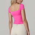 thumbnail image 6 of ByworldtasicNo Boundaries Women's Square Neck Short Sleeve Y2k Tops Basic Slim Fit Going Out T Shirt, 6 of 6