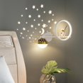 thumbnail image 2 of Apliques de pared LED regulables con forma de astronauta para dormitorio infantil, bola de proyección de luna y estrellas, luz de pared moderna de mediados de siglo, lámpara de pared para mesita de, 2 of 7