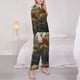 thumbnail image 3 of Fotbe Floral Rhino With Birds Conjunto de Pijama de Manga Larga para Mujer con Estampado, Ropa de Dormir de 2 Piezas, Conjunto de Casa Suave y Cómodo con Bolsillos-Small, 3 of 7