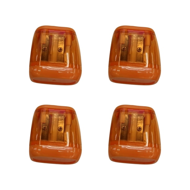 Sacapuntas de doble agujero con tapa | Sacapuntas ovalado manual portátil para niños, artistas, escuela, oficina | Cuchillas de acero al carbono | Orificios de doble tamaño | Paquete de 4
