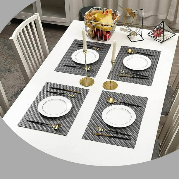 PVC Table Mats ，Woven Vinyl Placemats for Kitchen Dining Table Indoor