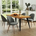 thumbnail image 1 of Homy Casa 63 inch Dining Table Set with 1 Table and 4 High-Back Chairs, Modern Wave Edge, Natural Tabletop, Grey Fabric Upholstery, 1 of 11