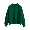 thumbnail image 3 of Oversized Sweatshirt for Teen Girls, Cute Solid Color Long Sleeve Crewneck Pullover, Comfy School Outfit for Casual Days, Lounge Wear, and Winter Layering,Green,XL, 3 of 4