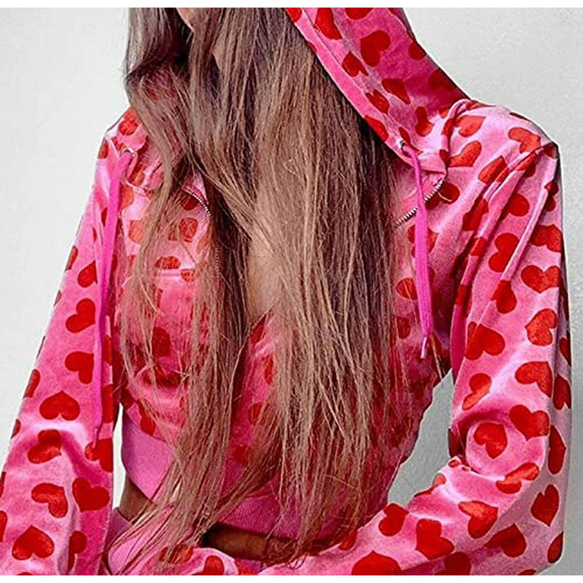 Pink zip up with red hearts hotsell
