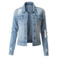 thumbnail image 2 of Womens Denim Jacket Jean Jacket Casual Fashion Coat Bead Outwear Overcoat Clothes, 2 of 2