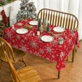 thumbnail image 2 of Christmas Tablecloth 60×84 Inch Rectangular, Simple Snow Stick Figure Red Washable Table Cover for Party Picnic Dinner Decor, 2 of 6