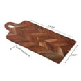 thumbnail image 2 of IH Casa Decor Acacia Wood Rect. Panneau De Service Chevron Avec Poignée, 2 of 4