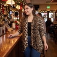 thumbnail image 4 of Agnes Orinda Women's Plus Size Cardigans Leopard Floral Printed Open Front Lightweight Jacket Fall Knit Cardigan 2X Beige, 4 of 9