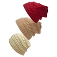 thumbnail image 1 of Bonnet Tricoté pour Femmes Lot de 3 - Ivoire/vin/beige, 1 of 1