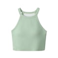 thumbnail image 4 of Womens Built In Bra Tank Top Summer Solid Color Round Neck Sleeveless Seamless Bandeau Stretchy Cami, 4 of 6