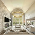 thumbnail image 3 of Farmhouse 60'' 2 Layer 54-Light Large Gold Wagon Wheel Chandelier for Porch,Living Room,High Ceiling, 3 of 8