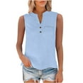 thumbnail image 6 of Tdoqot Womens Tank Tops with Pocket- Loose Fit Summer Casual V-Neck Sleeveless Shirts Light Blue Size M, 6 of 7