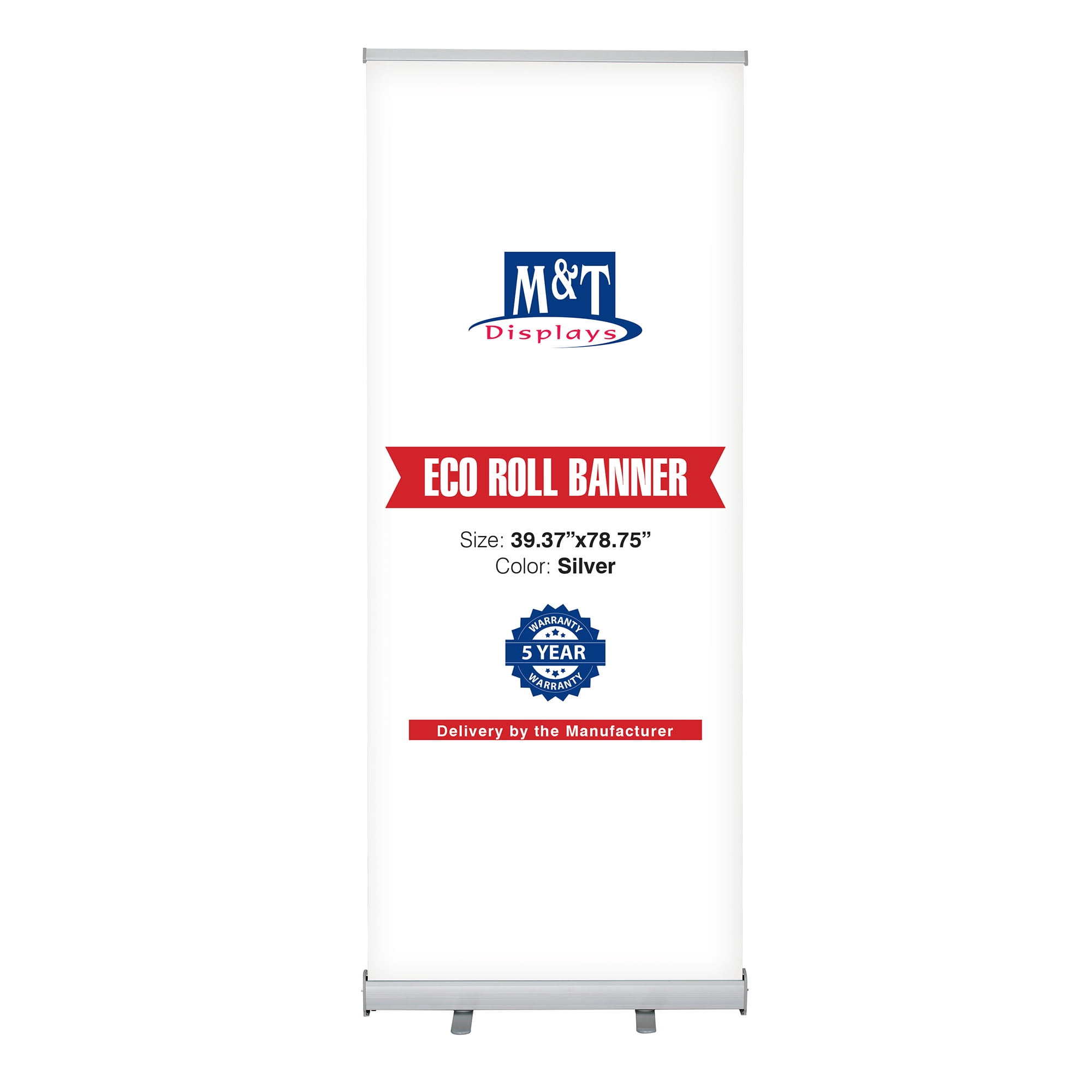 MT Displays Eco Heavy-Duty Retractable Roll Up Banner Floor Standing  39.37x78.74 Inch Display Stand Silver Aluminum Profile with Durable  Carrying Bag for Convention, Conference, Trade Show, Office