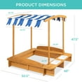 thumbnail image 7 of Best Choice Products Kids Wooden Cabana Sandbox w/ Bench Seats, UV-Resistant Canopy, Sandpit Cover, 2 Buckets - Natural, 7 of 7
