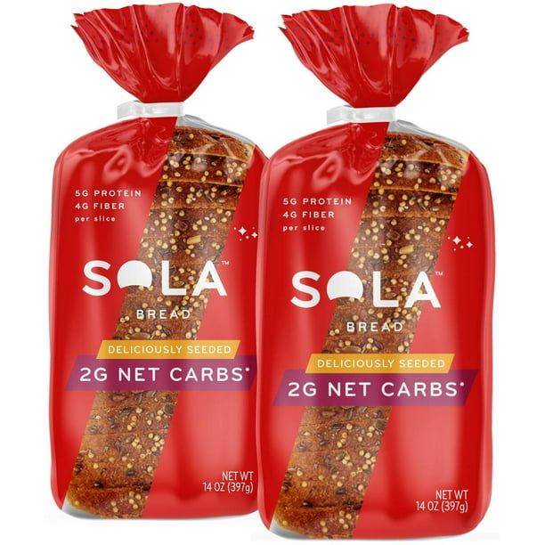 Sola Deliciously Seeded Bread Low Carb Low Calorie Reduced Sugar 5g Protein Per Slice 14 Oz Loaf Of Bread Pack Of 2 Walmart Com Walmart Com