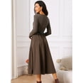 thumbnail image 4 of DARING DIVA Midi Dress Crewneck Long Sleeve Flowy Dress S Coffee, 4 of 6