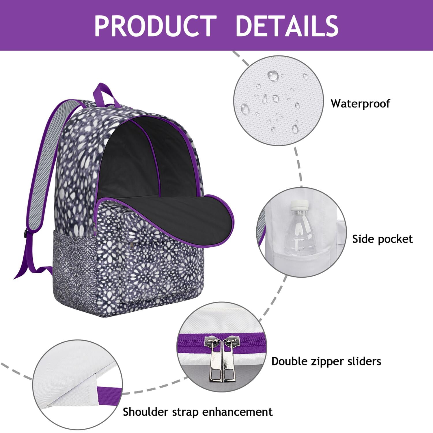 Bohemian Style Travel Backpack for Women, Durable Laptop Daypack with Colorful Tribal Print and Multi-Pocket Design