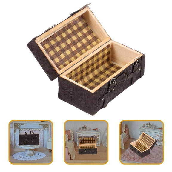 EXHUMKY Small Vintage Suitcase Rectangular Wooden Collectors 1Set 2.2x1.2x1.2in