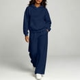 thumbnail image 5 of Womens Fall Outfits Nelozsy Fashion Woman Hooded Solid Long Sleeve Blouse Long Pants Elastic Waist Sets Navy XL, 5 of 9