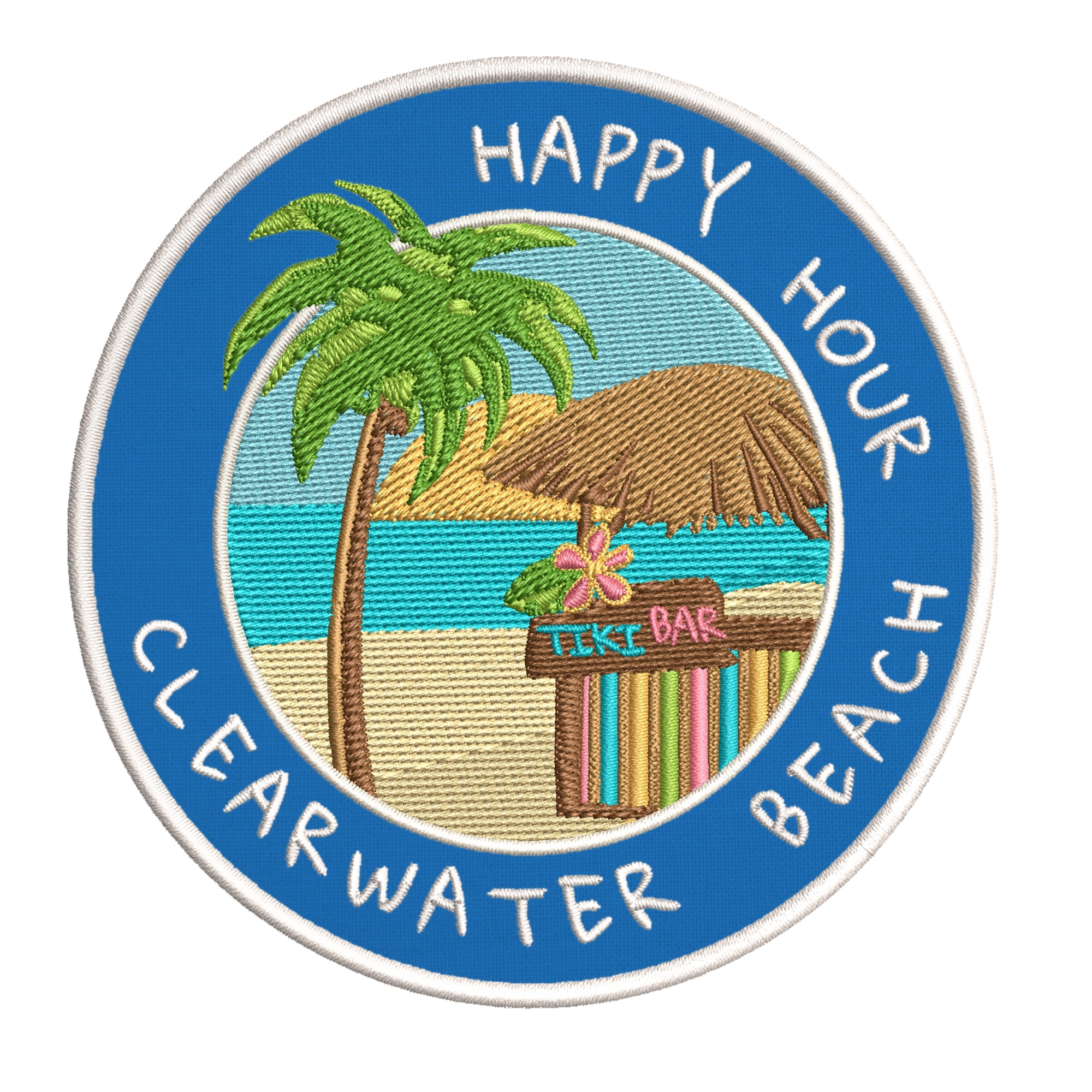 Happy Hour! Clearwater, Florida 3.5 Inch Iron Or Sew On Embroidered