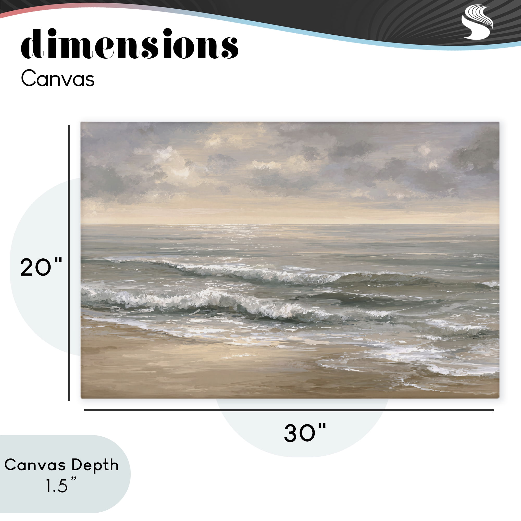 Stupell Industries Soft Rolling Beach Waves Canvas Wall Art, design by Jacky Ngan