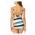 thumbnail image 3 of ANNE COLE Women's Multi Color Striped Removable Cups Stretch Deep V Neck Adjustable One Piece Swimsuit 8, 3 of 4
