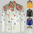 thumbnail image 3 of Hommes Casual Nouveauté Musical Note Pattern Manches Longues Chemise Top Blouse pour Parti, 3 of 5