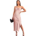 thumbnail image 1 of - Vestido corto de manga larga con cuello redondo para mujer Brillante rosa XS Brillante rosa XS Xishao ropa, 1 of 2