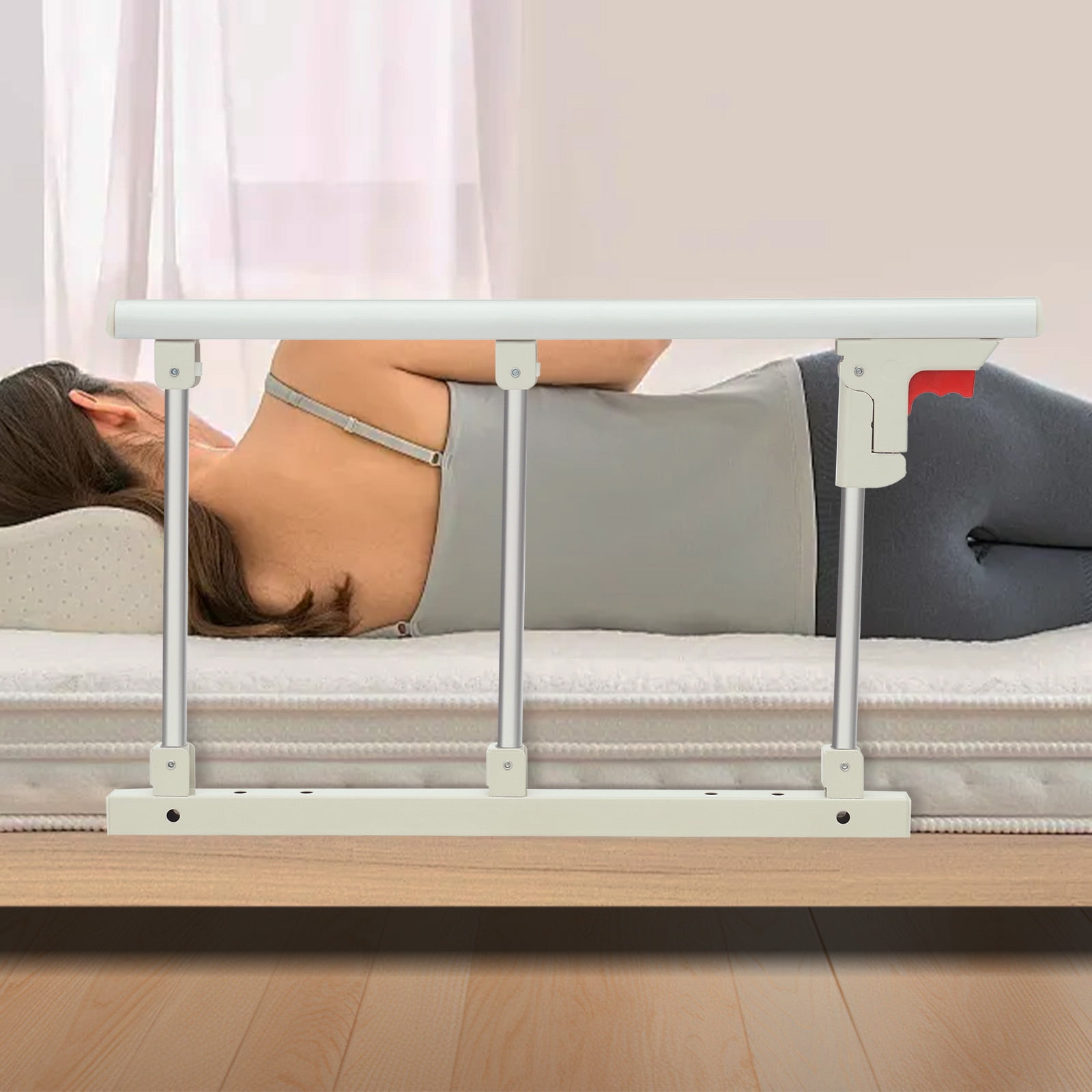Silvery White Bed Safety Railing - Heavy-Duty Bedside Guard for Enhanced Safety & Peace of Mind
