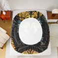thumbnail image 4 of Homewish Spooky Halloween Bat Cat Bed Sheets,Gothic Stained Glass Full Size Sheets,Black Yellow,4 Pieces,1 Flat Sheet,1 Fitted Sheet and 2 Pillowcases, 4 of 5